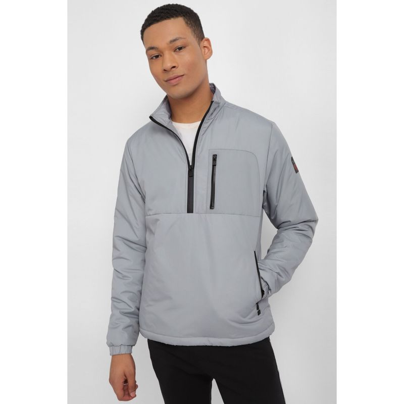 Allen Solly Men Solid Regular Full Sleeves High Neck Grey Jacket (S)