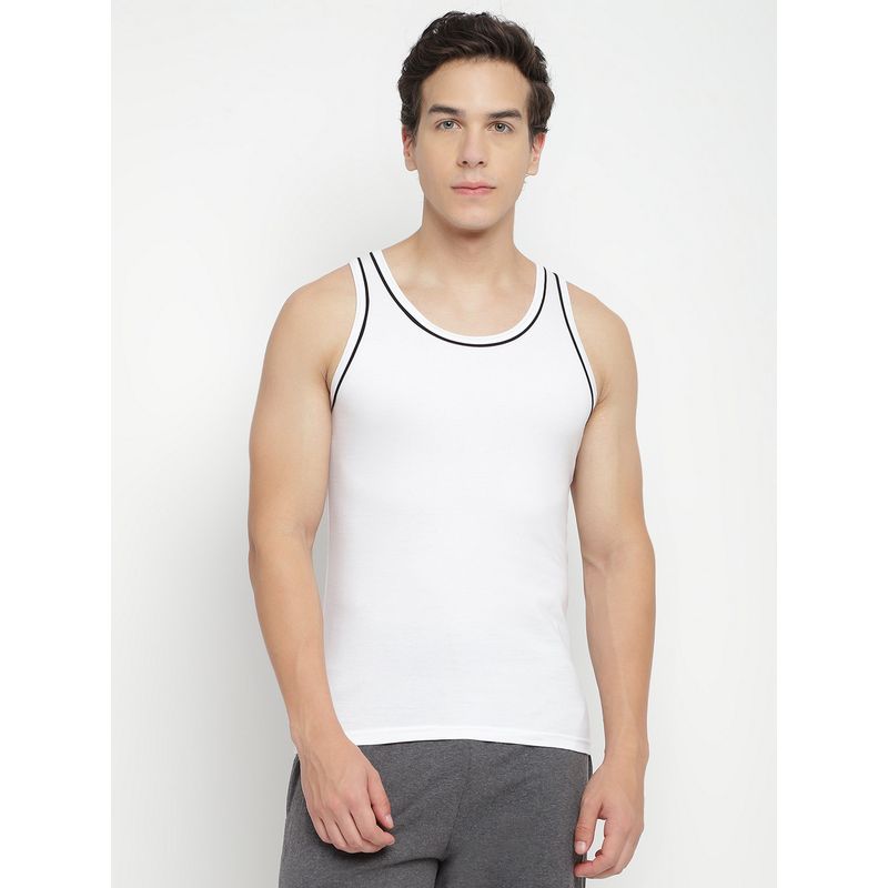 La Intimo Modish Gym White Vest (M)