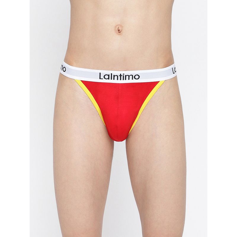 La Intimo Red Thigh High Thong Brief (M)