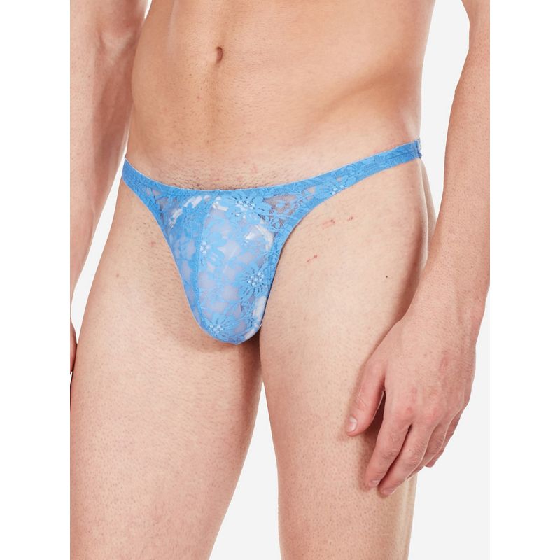 La Intimo Lace Comfy Blue Thong Brief (2XL)