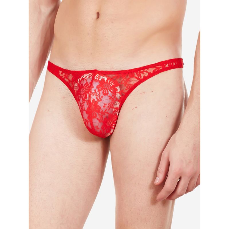 La Intimo Lace Comfy Red Thong Brief (L)