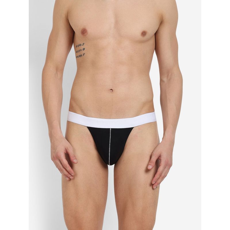 La Intimo Max Black Soft Thong Brief (L)