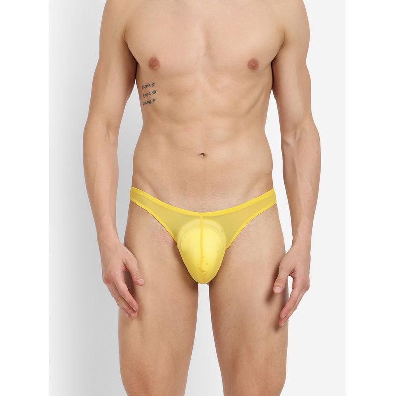 La Intimo Fine Mesh Comfy Yellow Thong Brief (2XL)