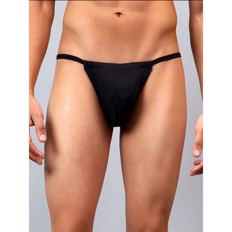 La Intimo Black Posh Ultra Soft G-String Thong Brief (L)