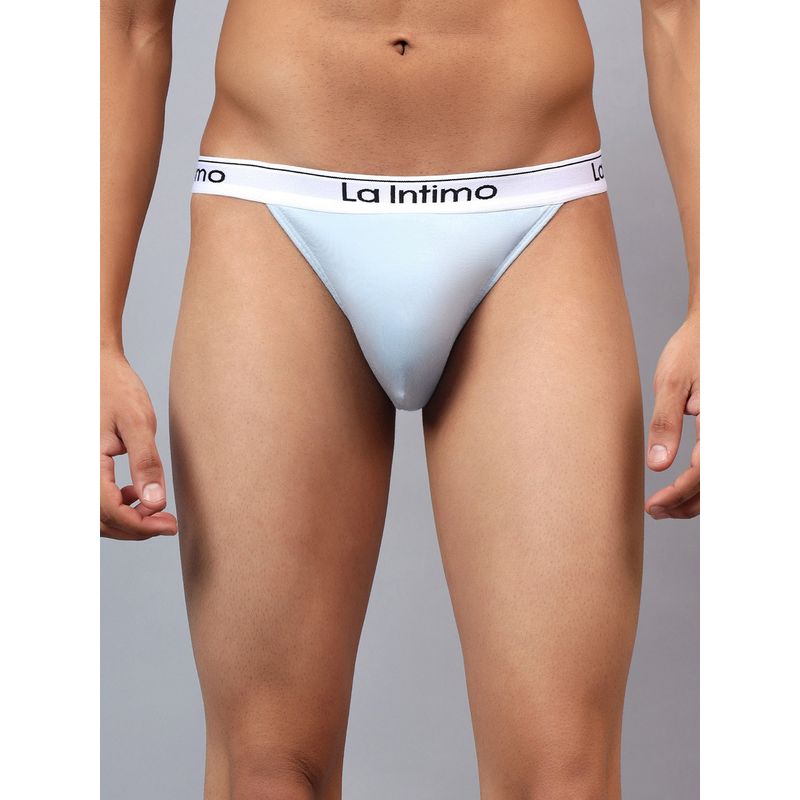 La Intimo Blue Snazzy Soft Wear Thong Brief (L)