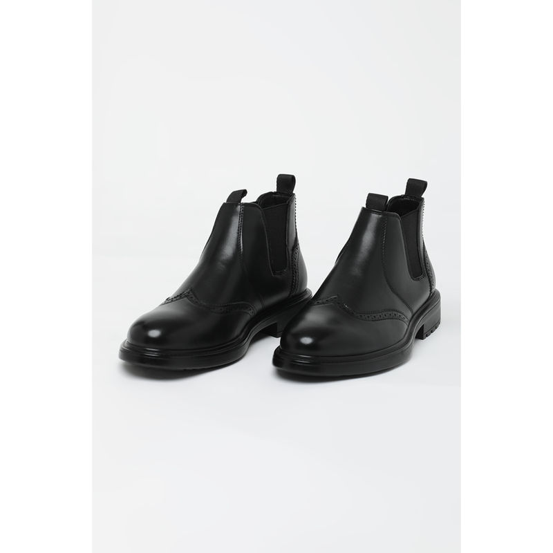 Snitch Black Broguing Casual Chelsea Boots (EURO 44)
