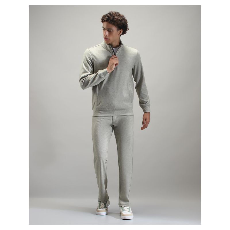 Monte Carlo Men Solid Grey High Neck Full Sleeve Sweatshirt and Track Pant (3XL)