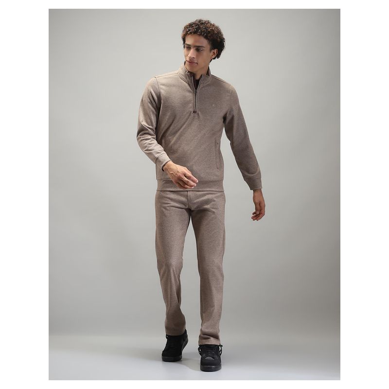 Monte Carlo Men Solid Brown High Neck Full Sleeve Tracksuit (L)