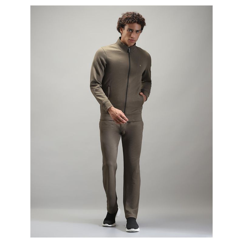 Monte Carlo Men Solid Olive High Neck Full Sleeve Jacket with Track Pant (3XL)
