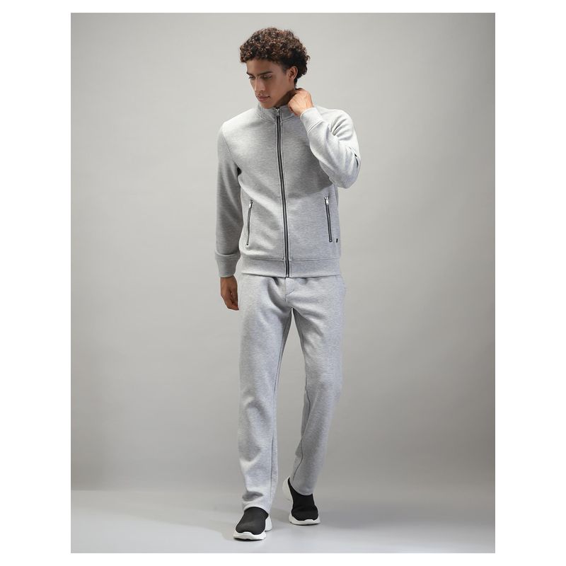 Monte Carlo Men Solid Grey High Neck Full Sleeve Sweat Shirt with Trackpant (3XL)
