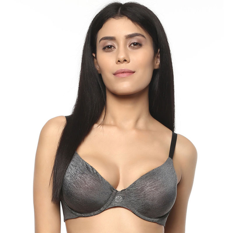 SOIE Womens Full Coverage Non padded Wired Bra -ANTHRA (36B)