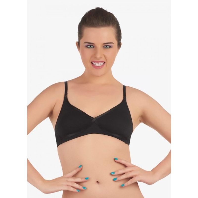 SOIE Women's Crossover Seamless Organic Cotton Bra - Black (36B)