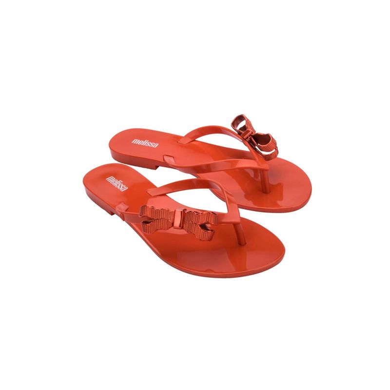 Melissa Harmonic Sweet V Ad Solid Plain Red Flipflops UK 3