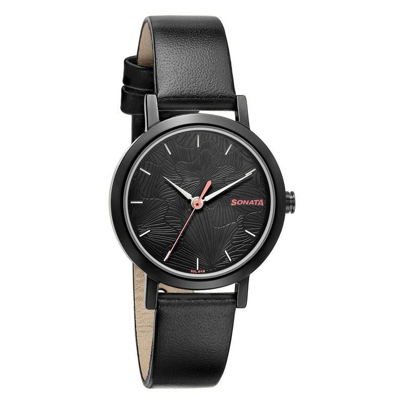 Sonata ladies watch black hot sale