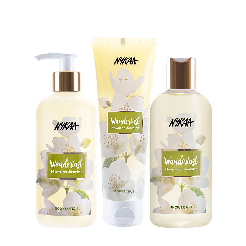 Nykaa At Home Mani Pedi Hawaiian Jasmine Shower Gel + Body Scrub+ Body