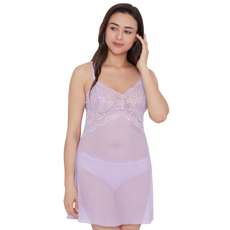 Wacoal India Exclusive Lace Short Lacy Baby Doll Chemise - Lavender (L)