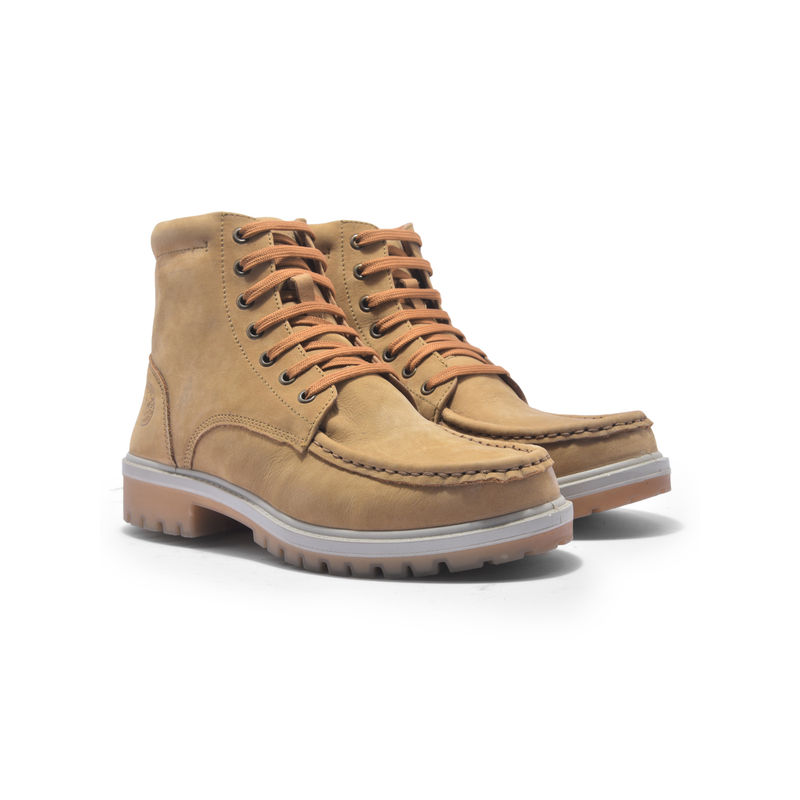 WOODLAND Men High Top Casual Lace-Ups Boots Tan (UK-7)