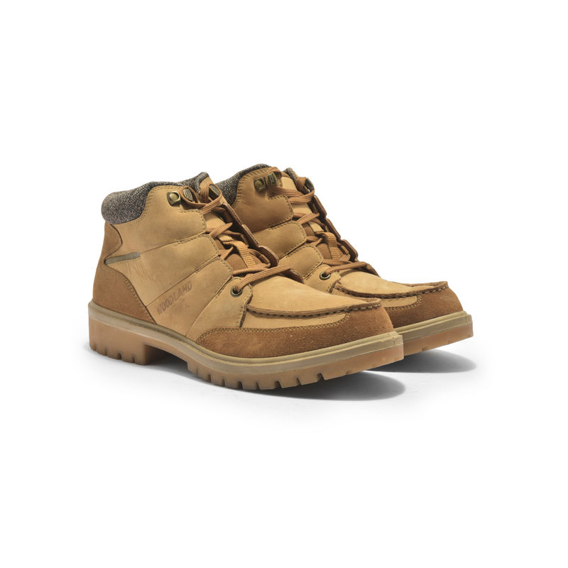 WOODLAND Men Mid Top Casual Lace-Ups Boots Tan (UK-9)