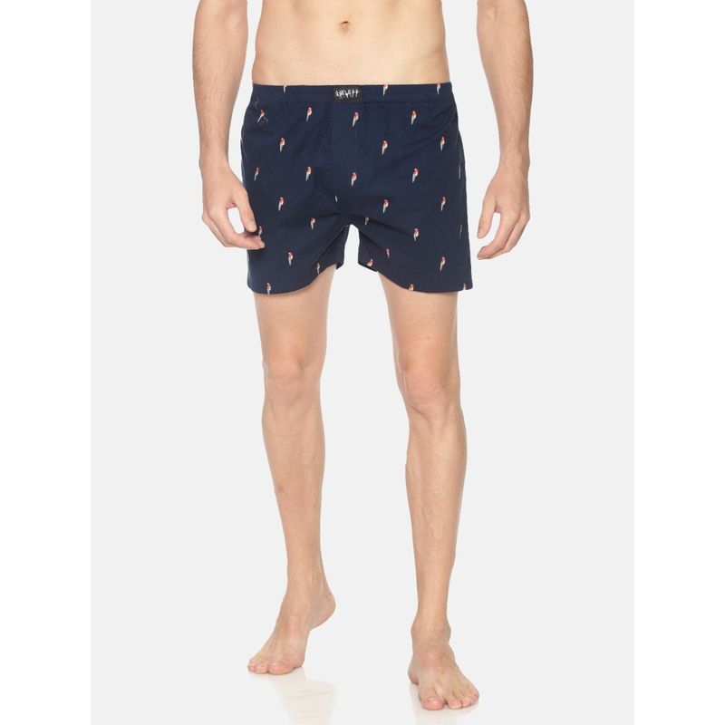 SHOWOFF Men's Cotton Casual Printed Boxers - Navy Blue (L)