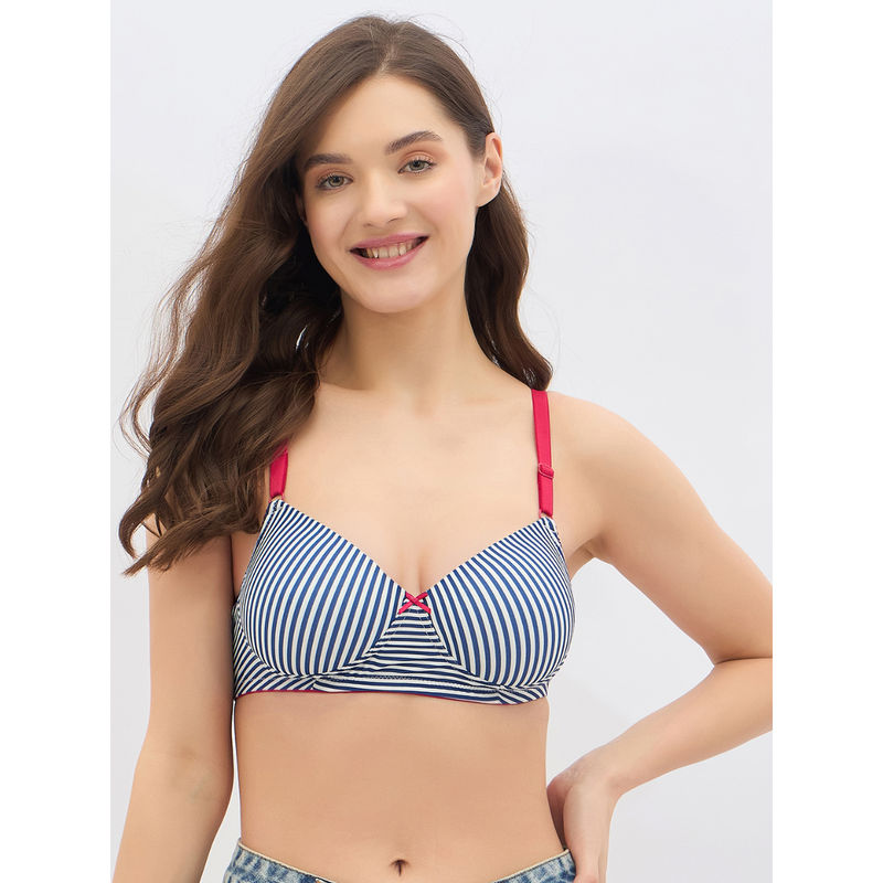 Clovia Printed Padded Full Cup Wire Free T-Shirt Bra - Blue (36C)