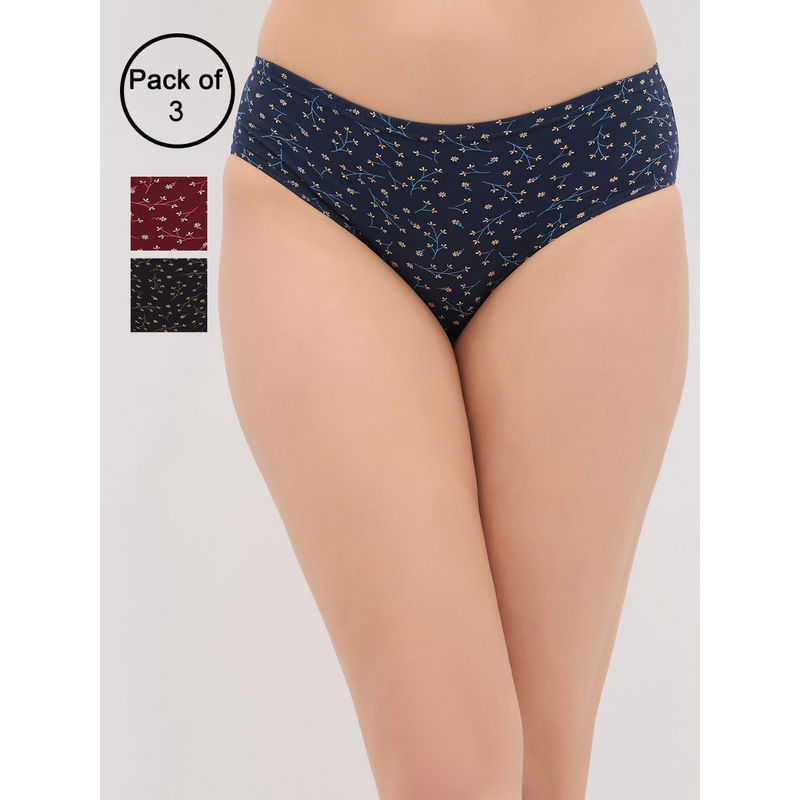 Clovia Floral Medium Waist Inner Elastic Hipster Panties (Pack of 3) (2XL)