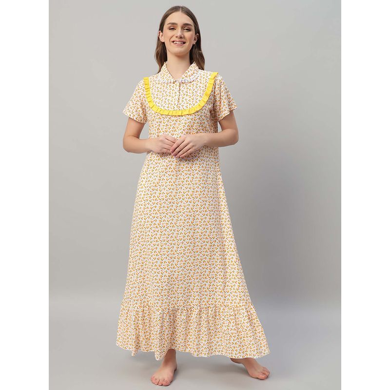 SEPHANI Women Yellow Nightdress (M)