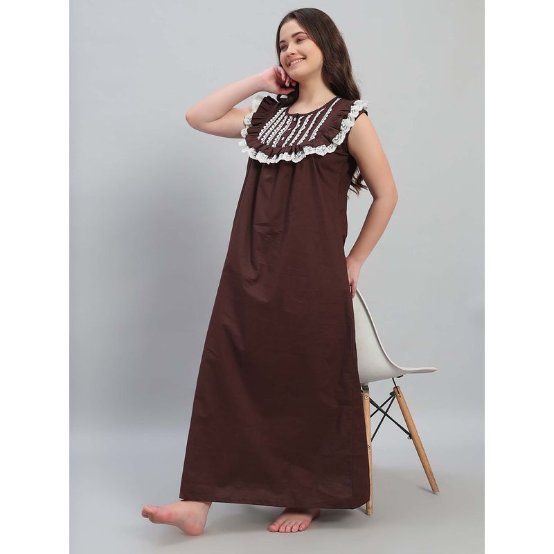 SEPHANI Women Brown Nightdress (M)