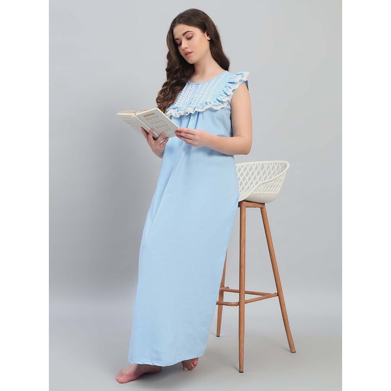 SEPHANI Women Blue Nightdress (M)