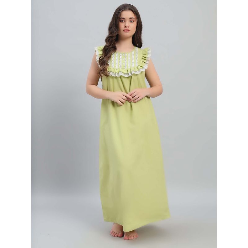 SEPHANI Women Green Nightdress (M)