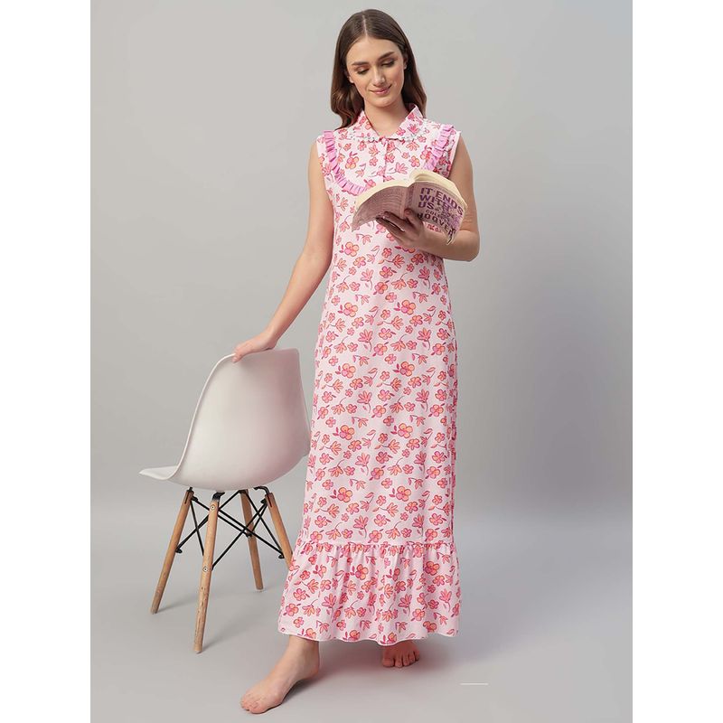SEPHANI Women Pink Nightdress (M)