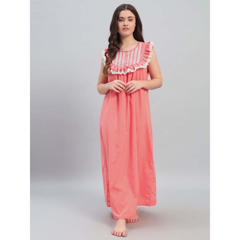 SEPHANI Women Pink Nightdress (M)