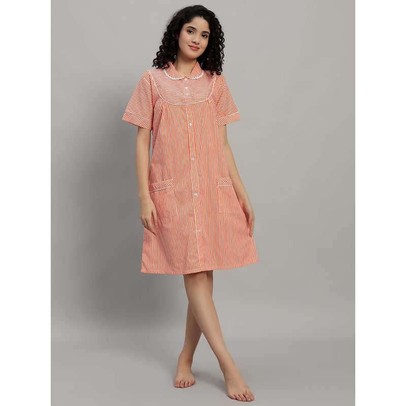 SEPHANI Women Orange Nightdress (S)