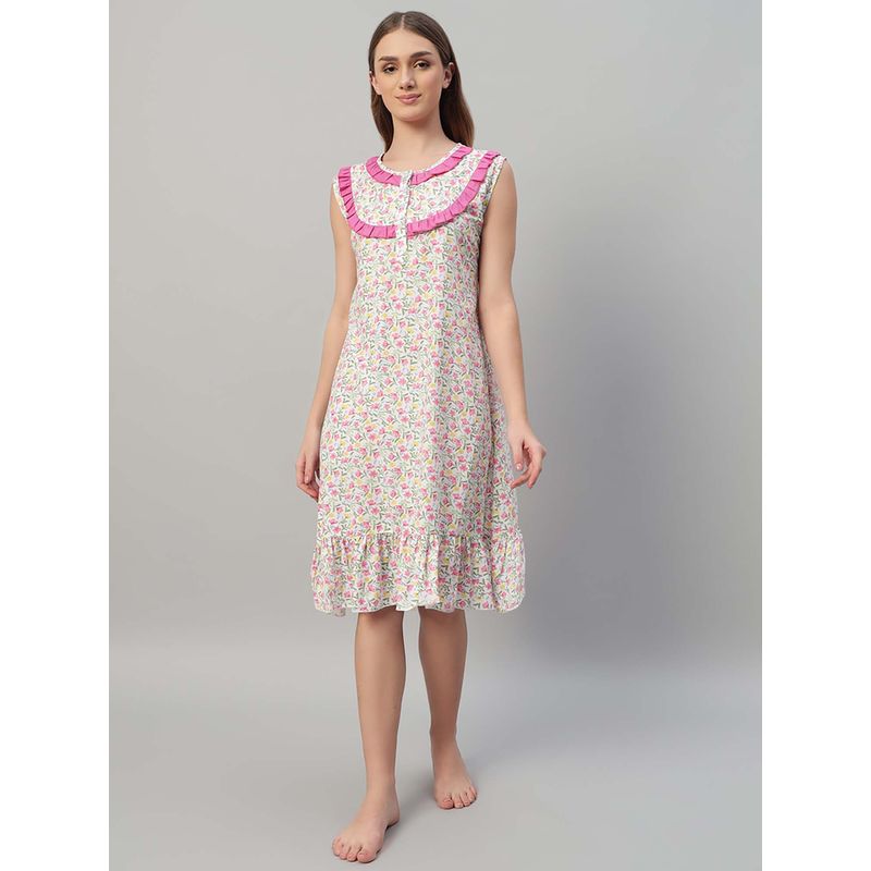 SEPHANI Women Pink Nightdress (M)