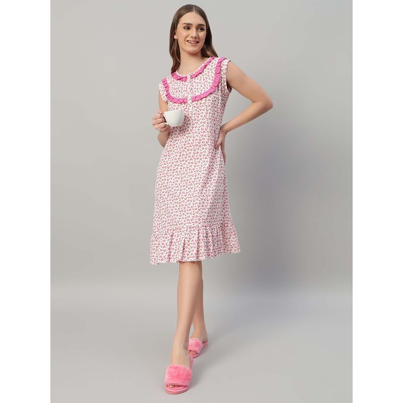SEPHANI Women Pink Nightdress (M)