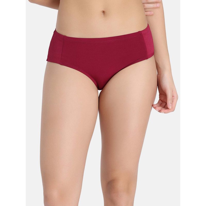 Zivame Shimmering Secrets Low Rise Full Coverage Hipster Panty - Red Plum (S)