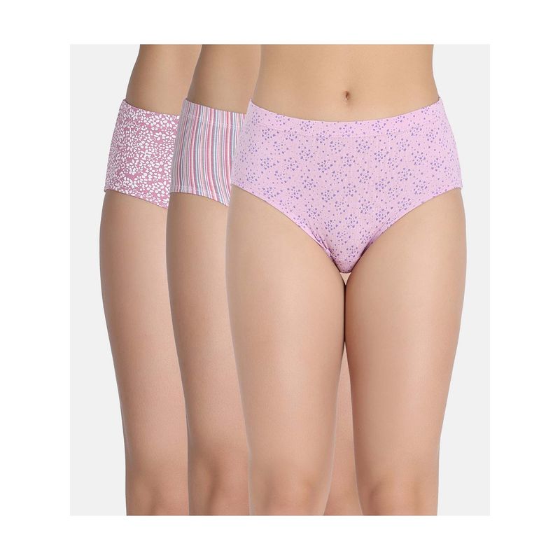 Zivame Medium Rise Full Coverage Hipster Panty - Multi-Color (Pack of 3) (M)