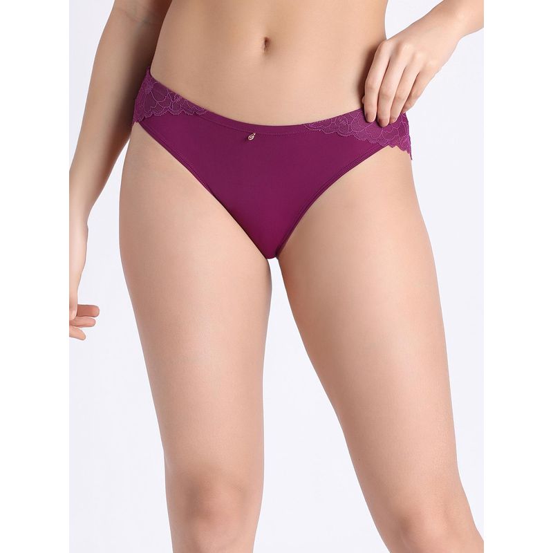 Zivame La Flamme Low Rise Full Coverage Brief Panty - Dark Purple (XL)