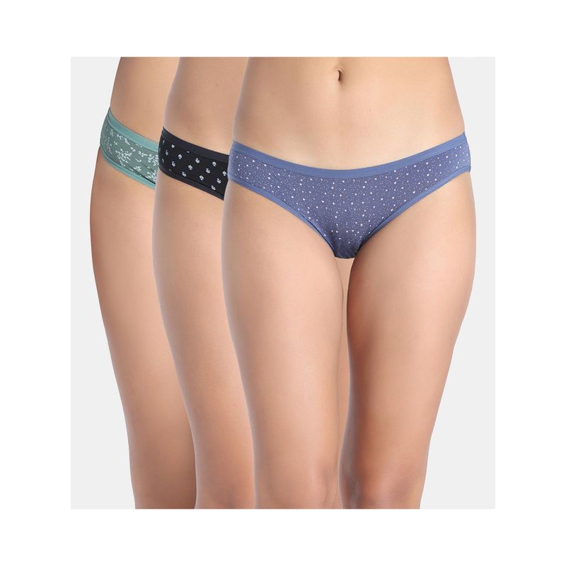 Zivame Low Rise Full Coverage Brief Panty - Multi-Color (Pack of 3) (L)