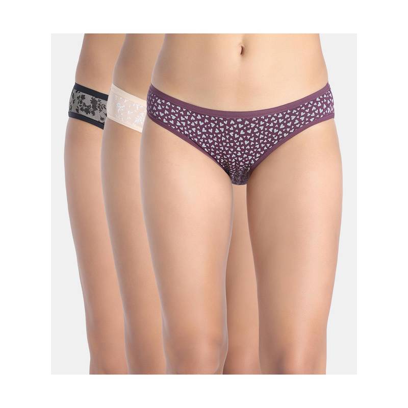 Zivame Low Rise Full Coverage Brief Panty - Multi-Color (Pack of 3) (XL)
