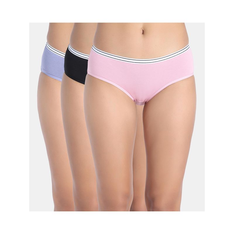 Zivame Low Rise Full Coverage Hipster Panty - Multi-Color (Pack of 3) (M)