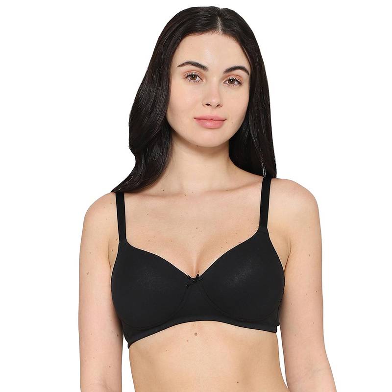 Wacoal Women's Padded Non-Wired 3/4Th Cup Cotton Blend T-Shirt Bra-Black (34C)