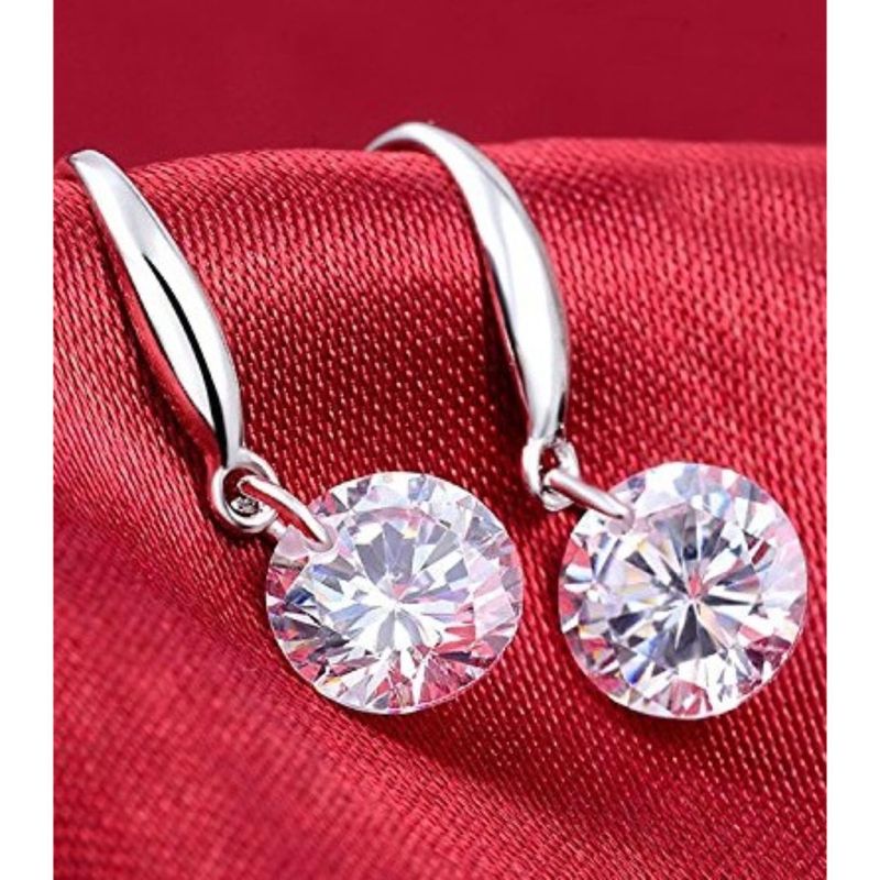 OOMPH Jewellery 925 Sterling Silver Plated Cubic Zirconia Delicate Drop Earrings For Women & Girls