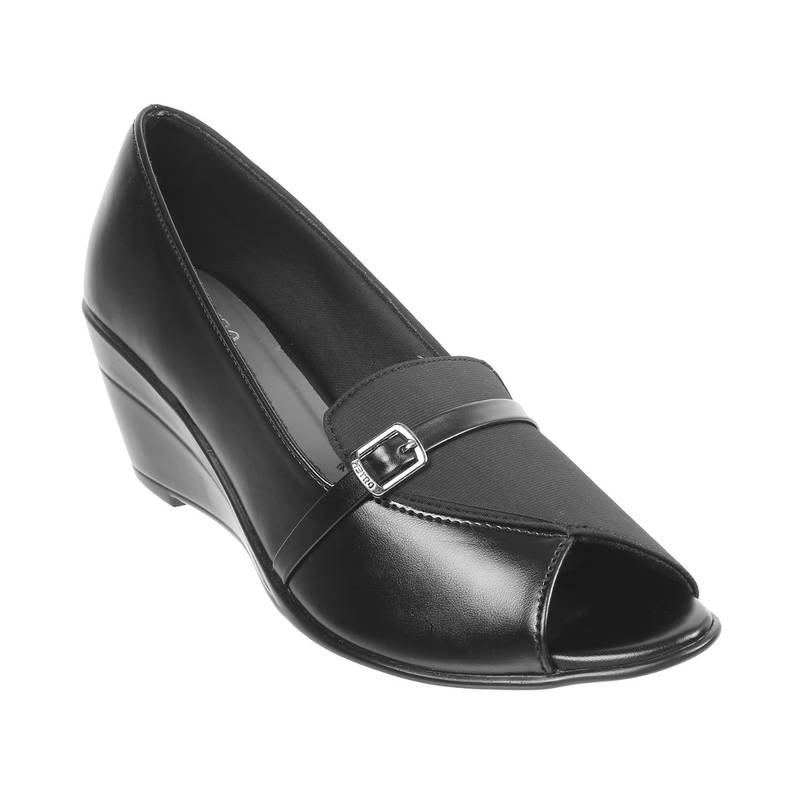 Metro Womens Black Peep Toes Wedges (EURO 38)
