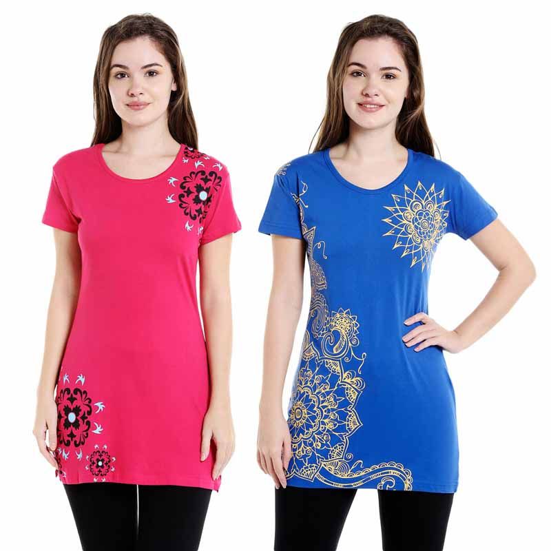 Bodycare Bodyactive Pack Of 2 Women'S Tshirt - Multi-Color (L)