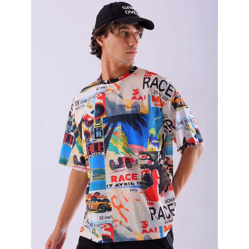 The Indian Garage Co Men Oversized Graphic Printed Crew Neck T-Shirt (L)