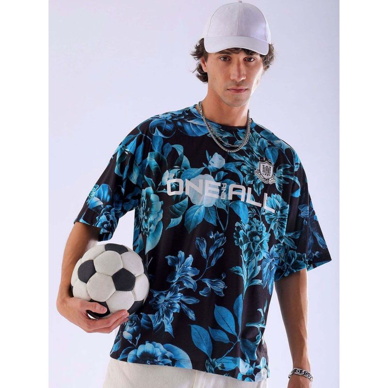 The Indian Garage Co Men Oversized Tropical Print Crew Neck T-Shirt (S)