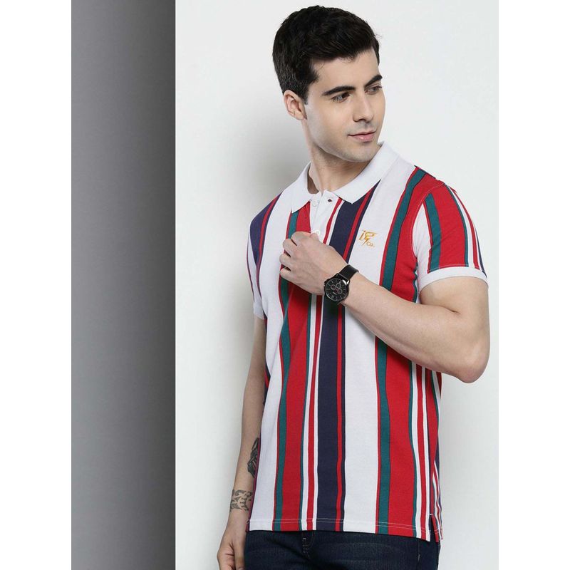 The Indian Garage Co Men Slim Fit Striped Polo Collar T-Shirt (M)