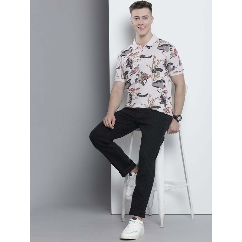 The Indian Garage Co Men Slim Fit Printed Polo Collar T-Shirt (S)