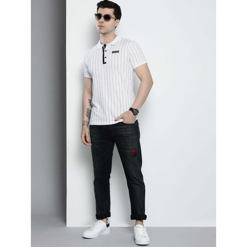 The Indian Garage Co Men Slim Fit Striped Polo Collar T-Shirt (XL)