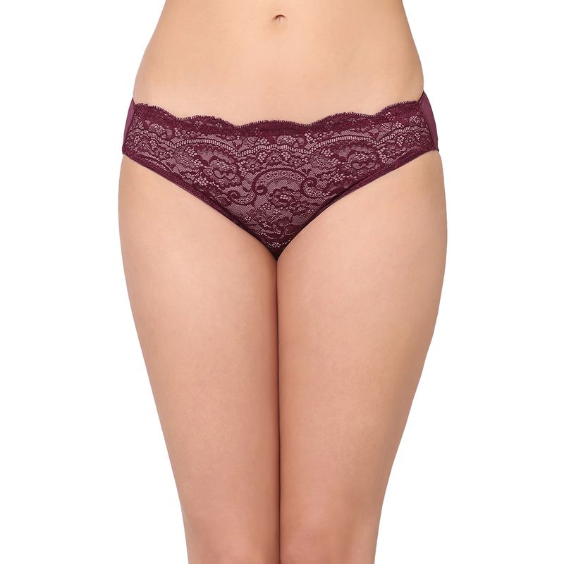 Wacoal India Essential Lace Low Waist Low Coverage Lace Bikini Panty Purple (L)